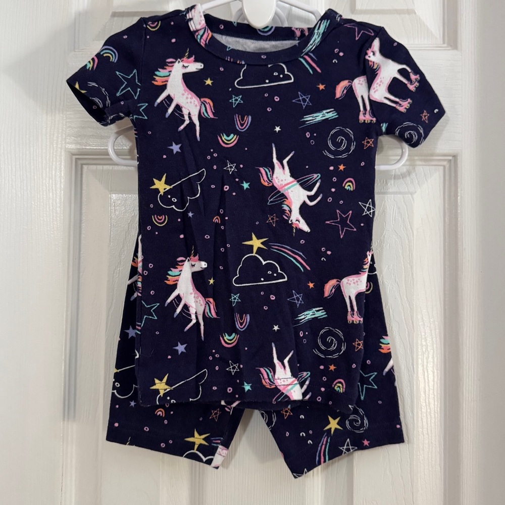 NWOT Fish Stix Baby Girl Unicorn Two Piece Summer Pajama Set